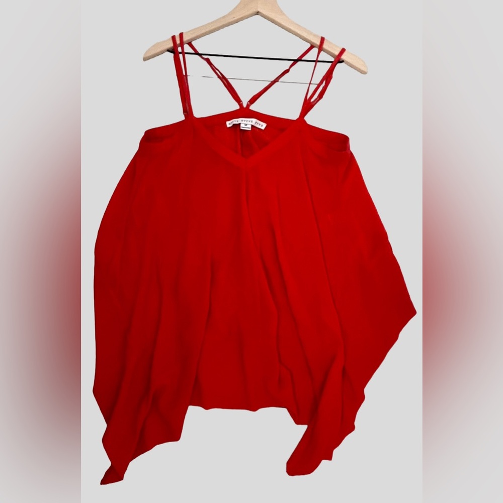 HYFVE Red Asymmetrical Hem Flowy Festive Holiday NYE Camisole Top Size Medium